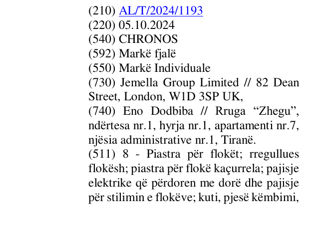 Zëri i markës CHRONOS në buletin
