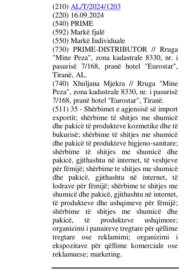 Zëri i markës PRIME në buletin