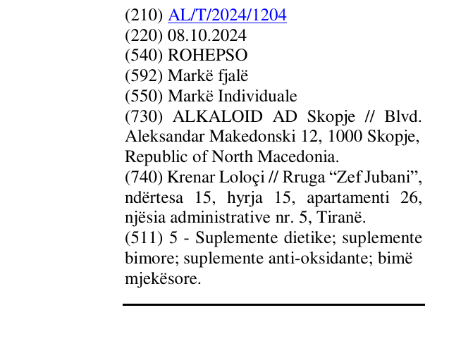 Zëri i markës ROHEPSO në buletin