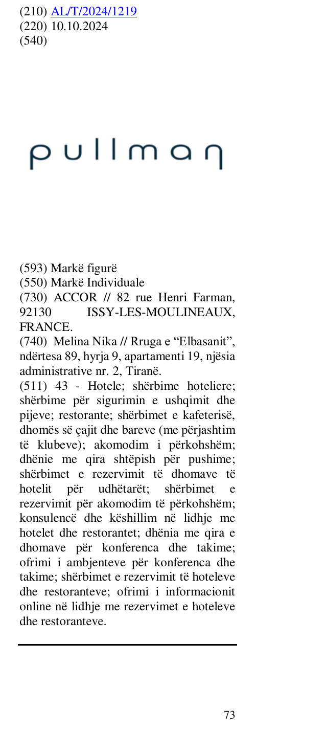 Zëri i markës pullman në buletin