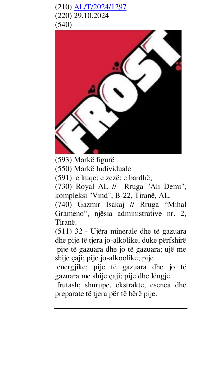 Zëri i markës FROST në buletin