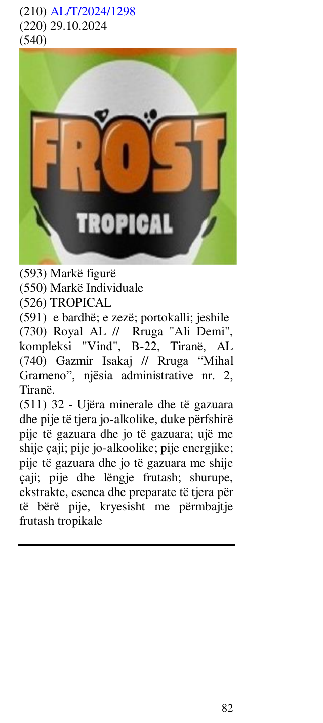 Zëri i markës TROPICAL në buletin