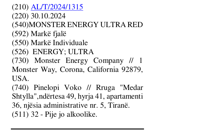 Zëri i markës MONSTER ENERGY ULTRA RED në buletin