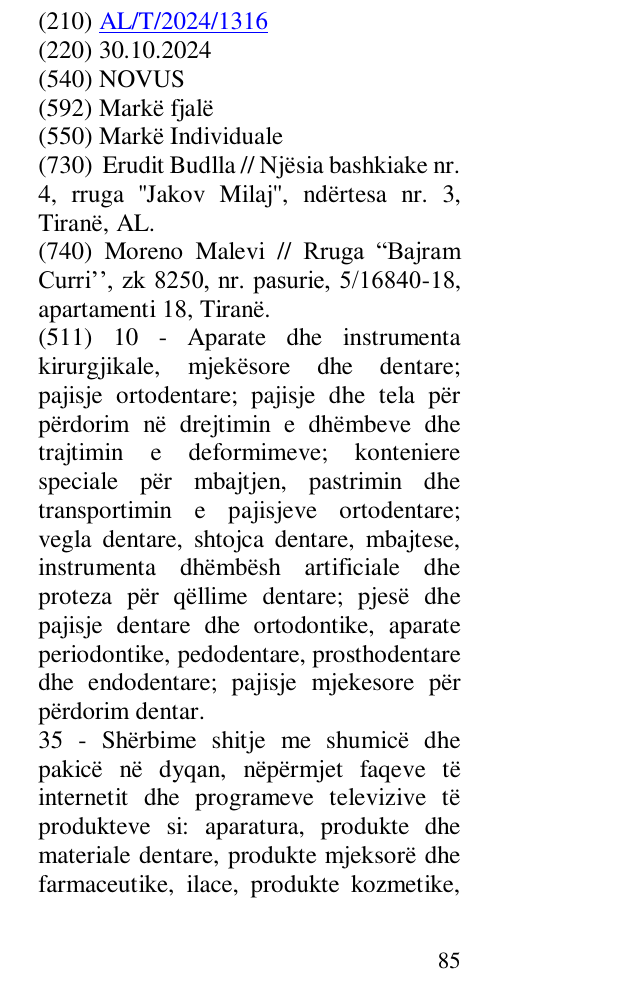 Zëri i markës NOVUS në buletin