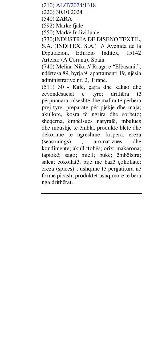 Zëri i markës ZARA në buletin