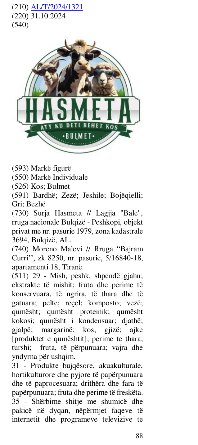 Zëri i markës Kos; Bulmet në buletin