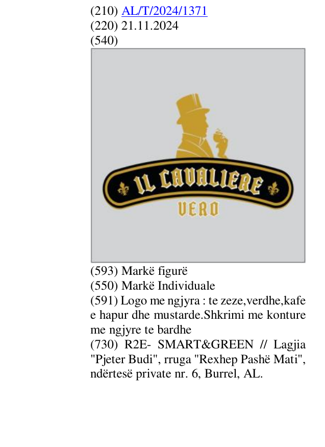 Zëri i markës IL CAVALIERE VERO në buletin