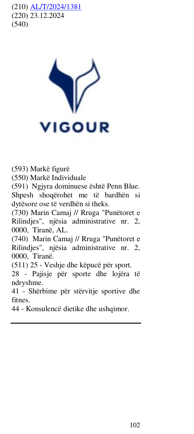 Zëri i markës VIGOUR në buletin