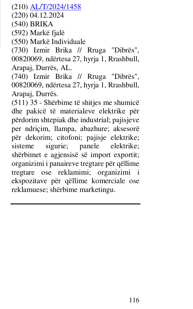 Zëri i markës BRIKA në buletin