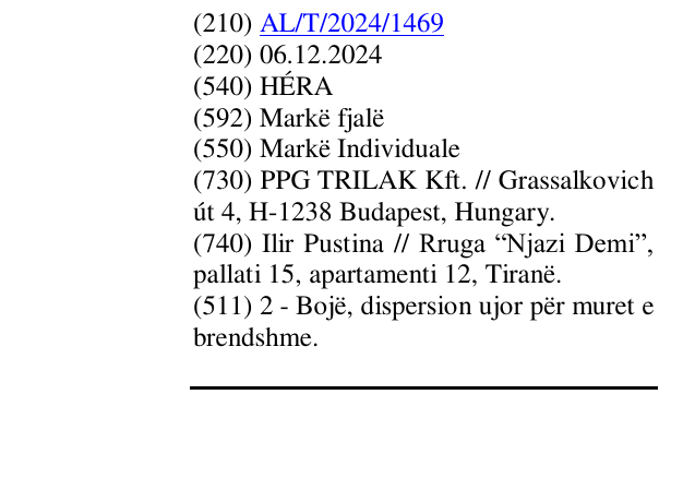 Zëri i markës HÉRA në buletin
