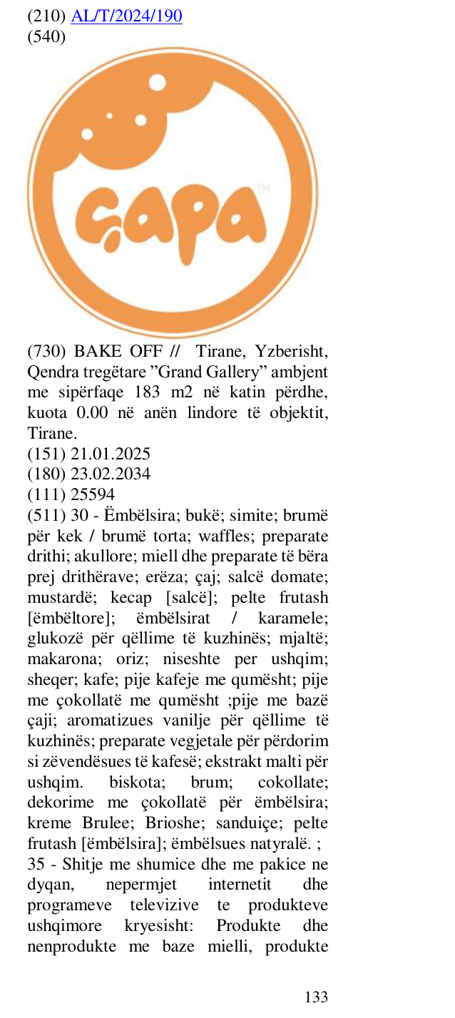 Zëri i markës TM në buletin
