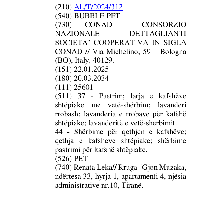 Zëri i markës BUBBLE PET në buletin