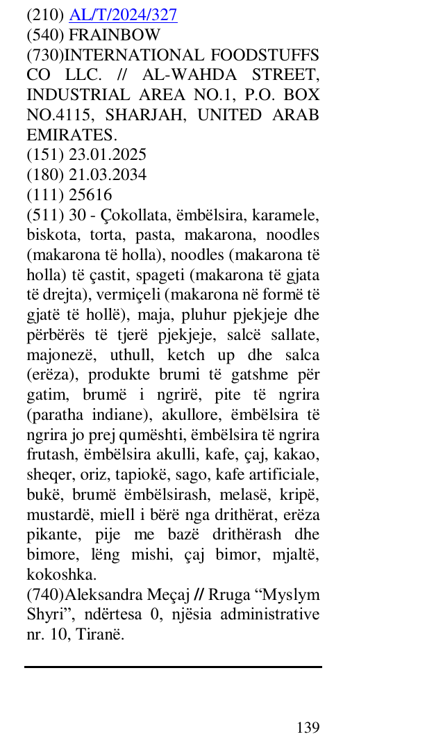 Zëri i markës FRAINBOW në buletin