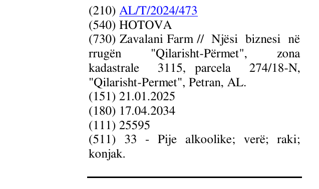 Zëri i markës HOTOVA në buletin