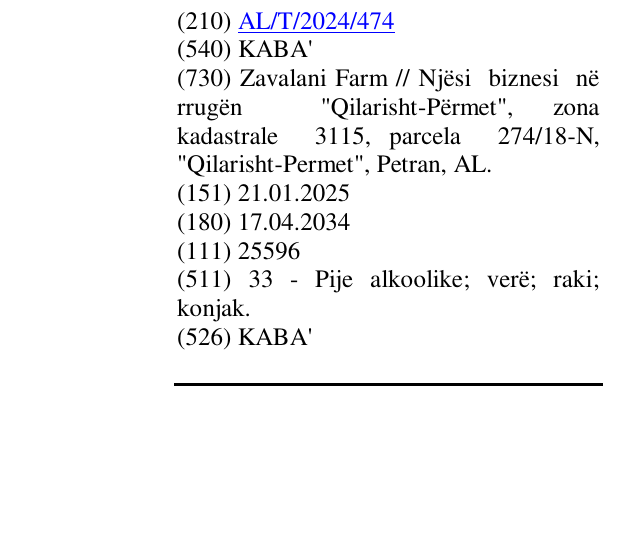 Zëri i markës KABA' në buletin
