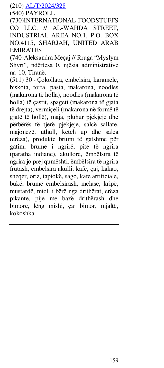 Zëri i markës PAYROLL në buletin