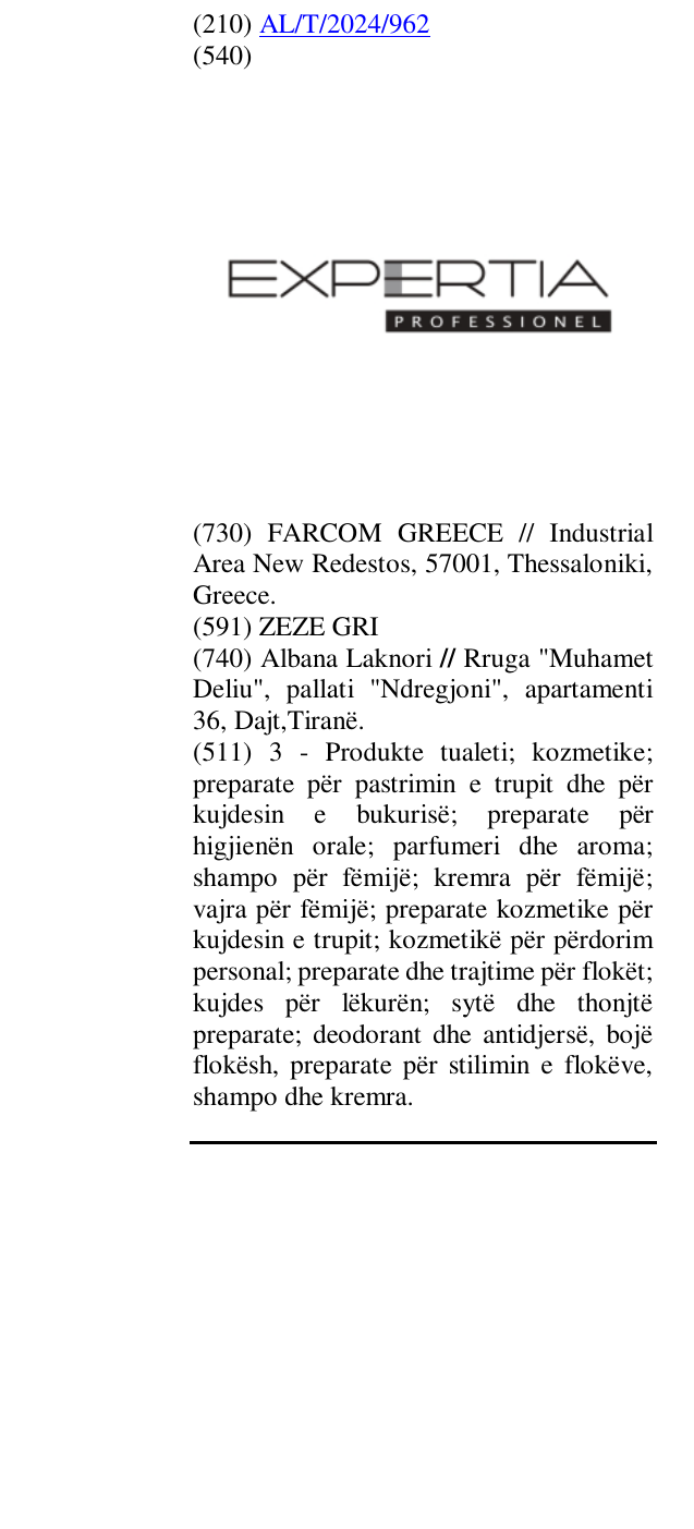 Zëri i markës EXPERTIA PROFESSIONEL në buletin
