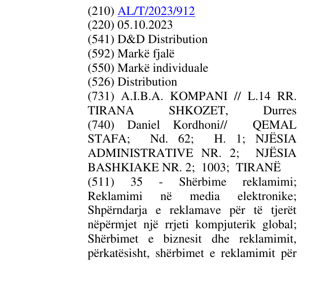 Zëri i markës Distribution në buletin