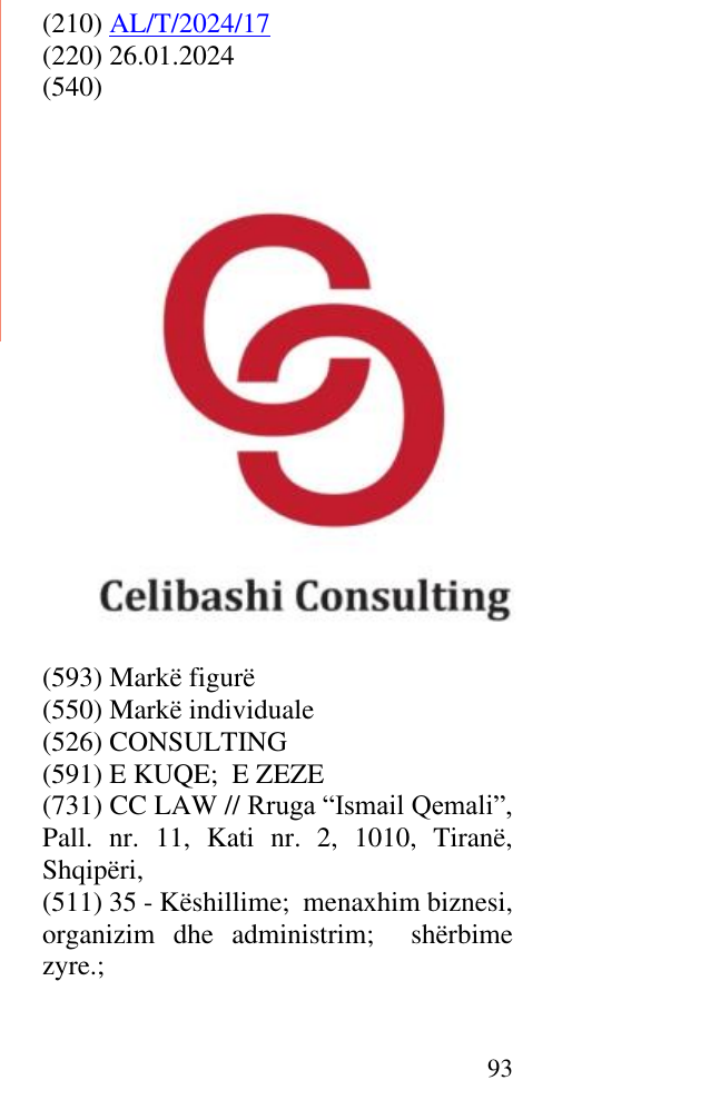 Zëri i markës CONSULTING në buletin