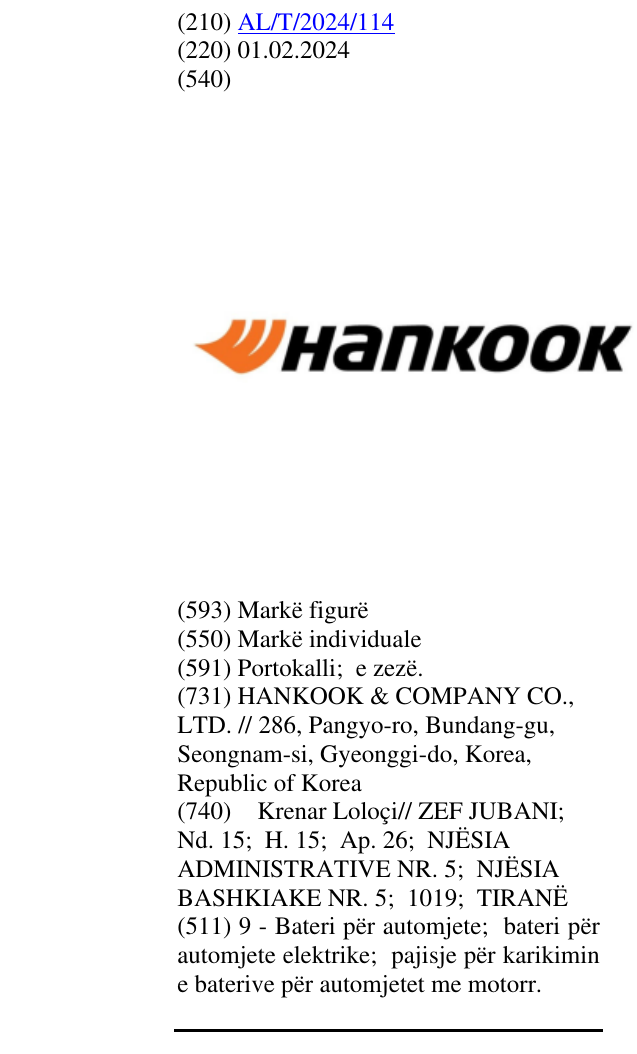 Zëri i markës Hankook në buletin