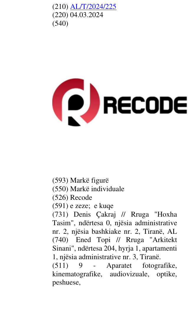 Zëri i markës Recode në buletin