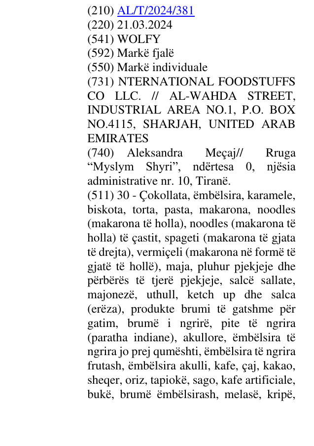 Zëri i markës WOLFY në buletin