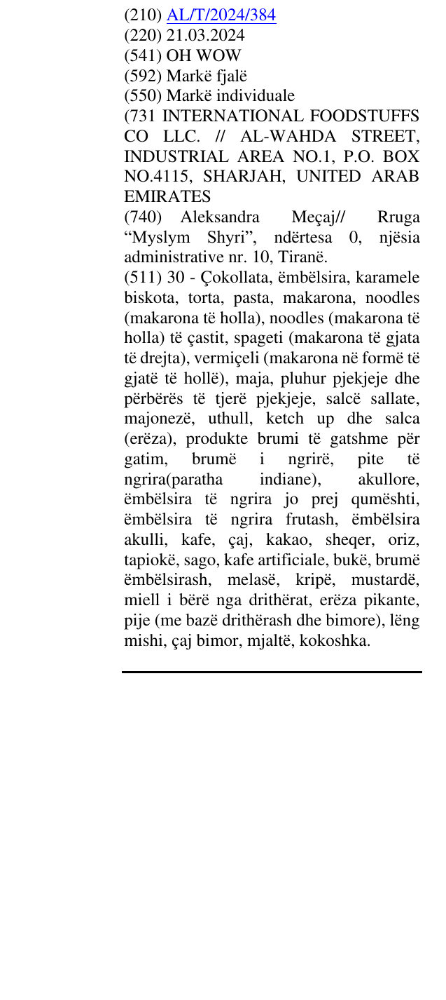 Zëri i markës OH WOW në buletin