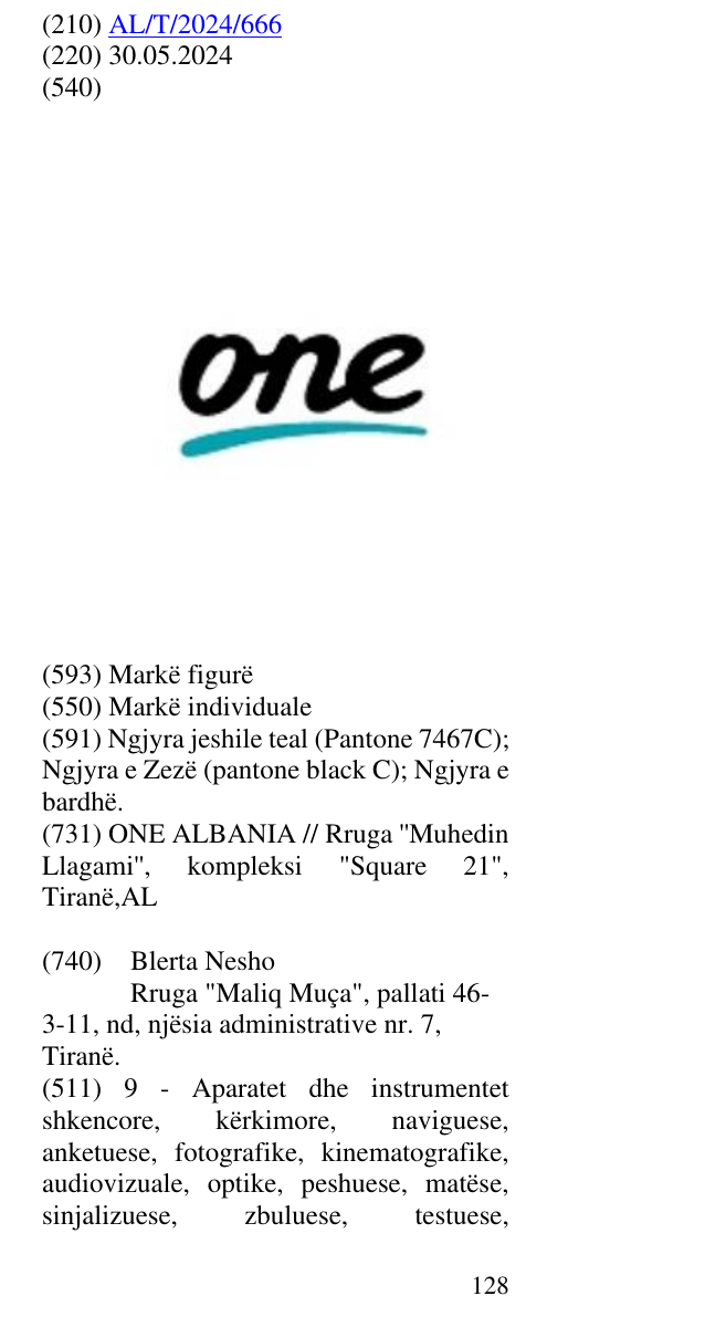 Zëri i markës One në buletin