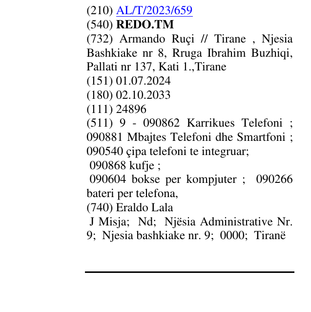 Zëri i markës REDO.TM në buletin