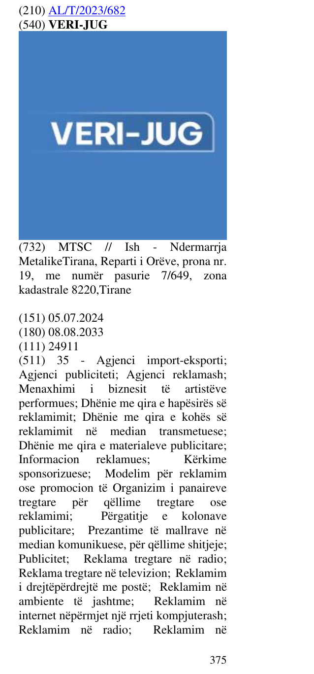 Zëri i markës VERI-JUG në buletin