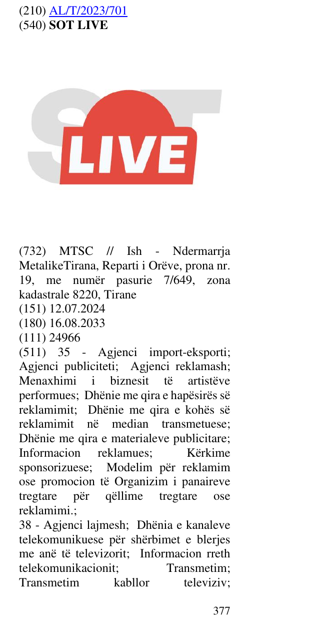 Zëri i markës SOT LIVE në buletin