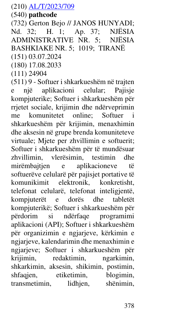 Zëri i markës pathcode në buletin