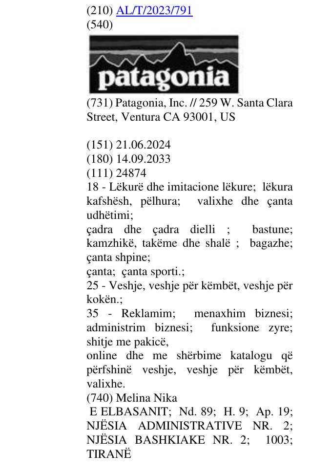 Zëri i markës patagonia në buletin