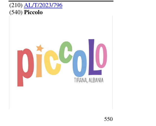 Zëri i markës Piccolo 551 në buletin