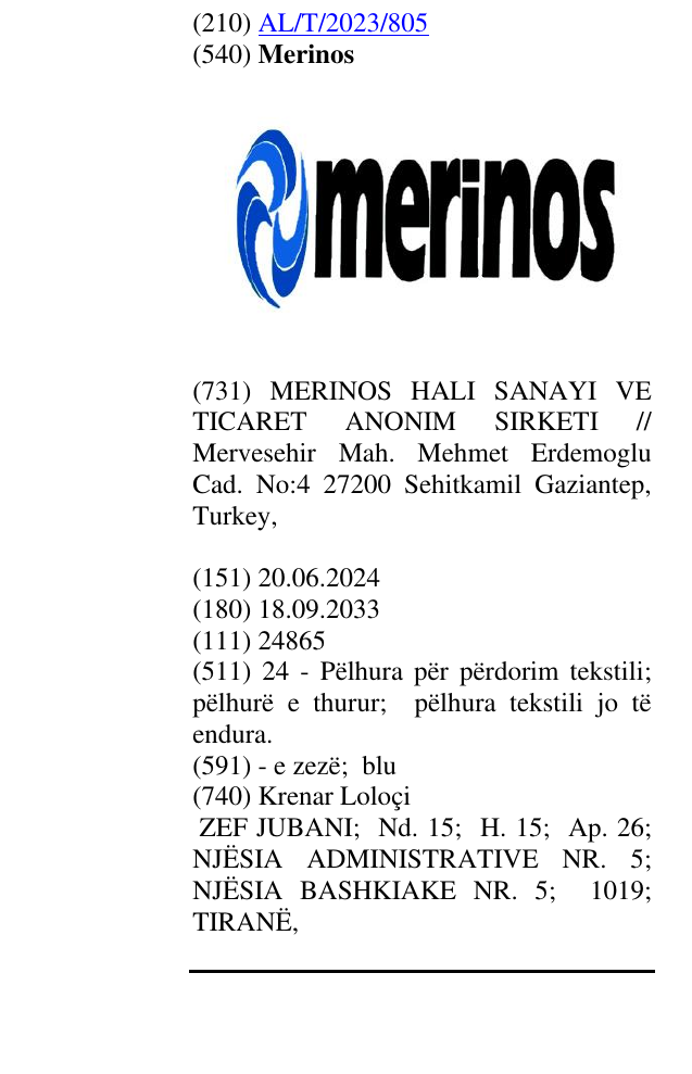 Zëri i markës Merinos në buletin