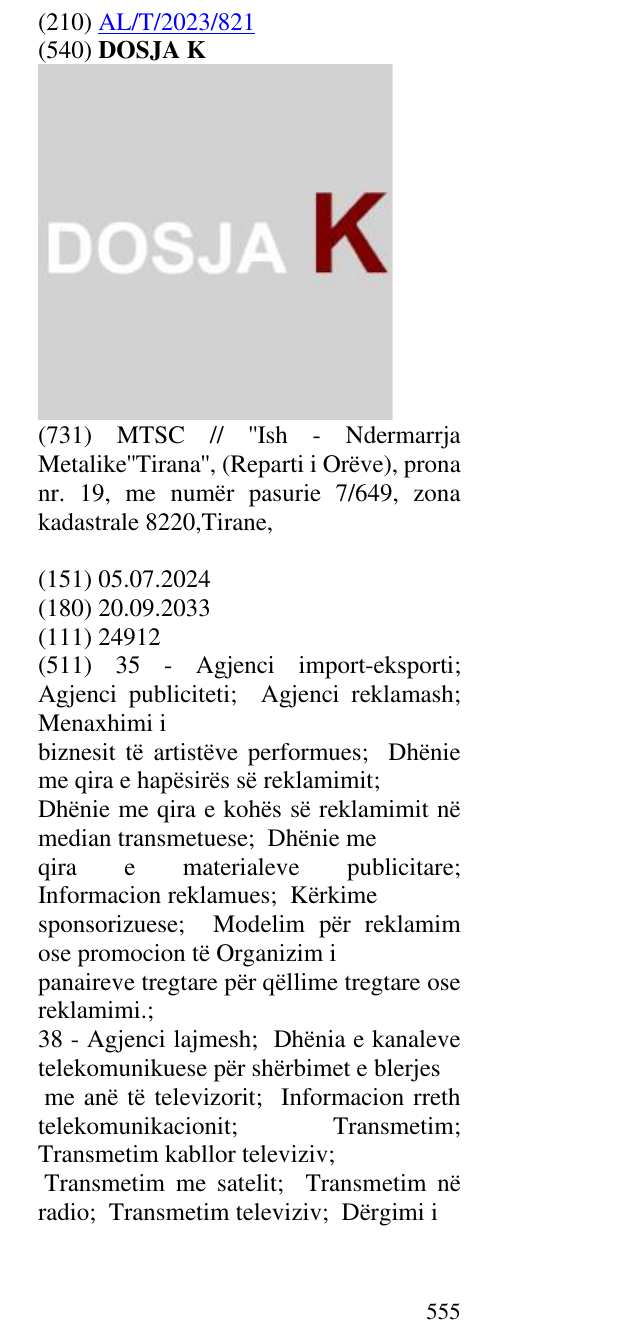 Zëri i markës DOSJA K në buletin