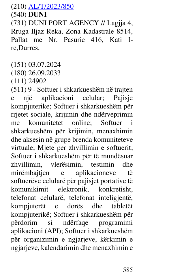Zëri i markës DUNI në buletin