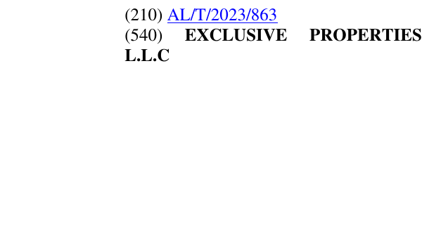 Zëri i markës EXCLUSIVE PROPERTIES L.L.C në buletin