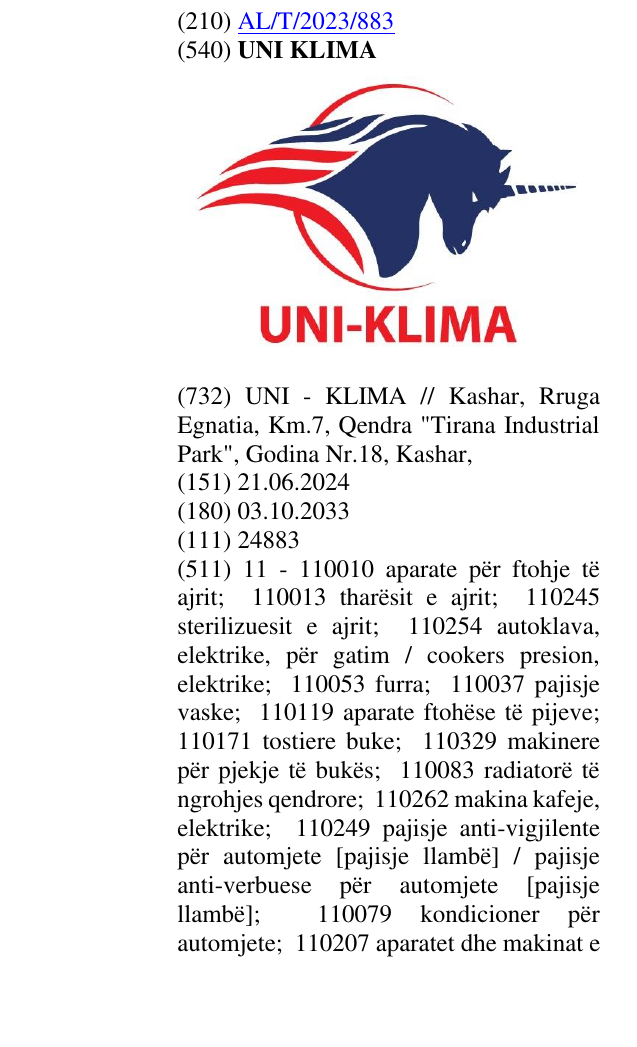 Zëri i markës UNI KLIMA në buletin