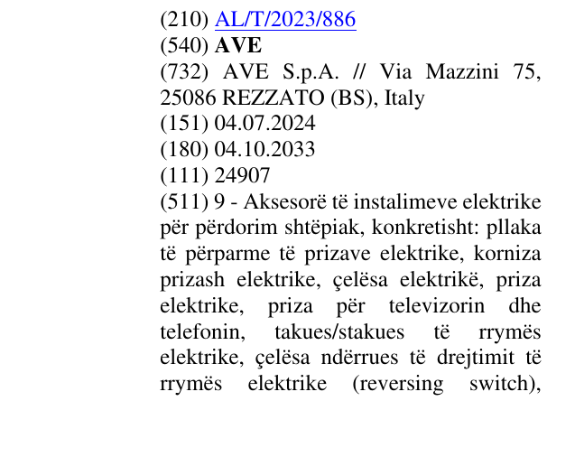 Zëri i markës AVE në buletin