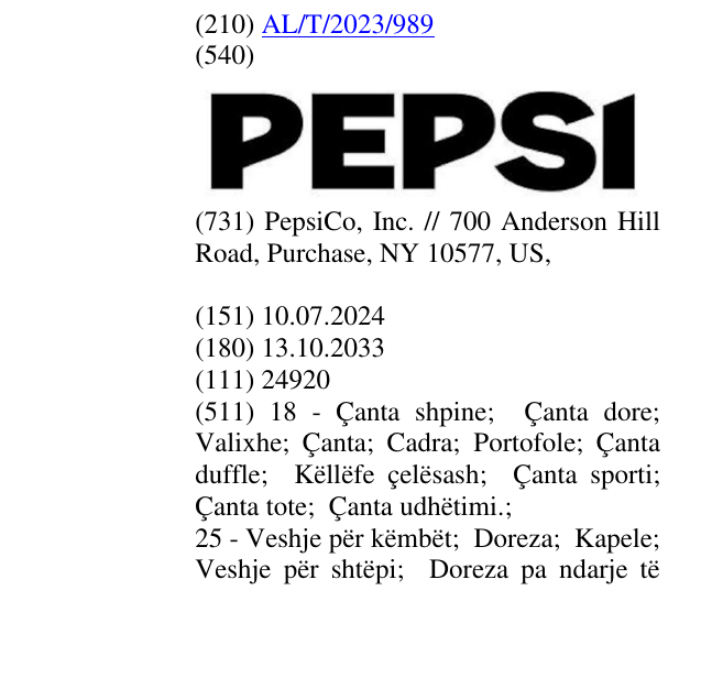 Zëri i markës PEPSI në buletin