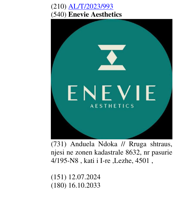 Zëri i markës Enevie Aesthetics në buletin