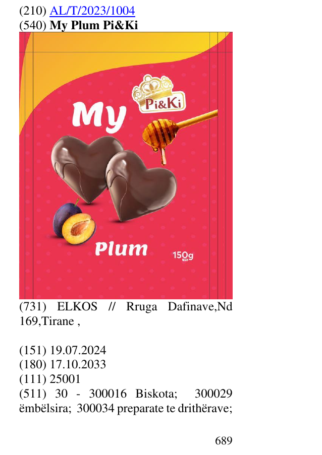 Zëri i markës My Plum Pi&Ki në buletin