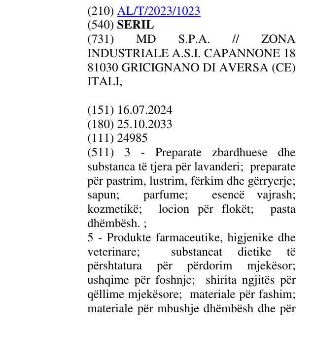 Zëri i markës SERIL në buletin