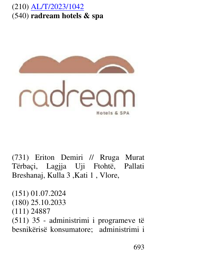 Zëri i markës radream hotels & spa në buletin