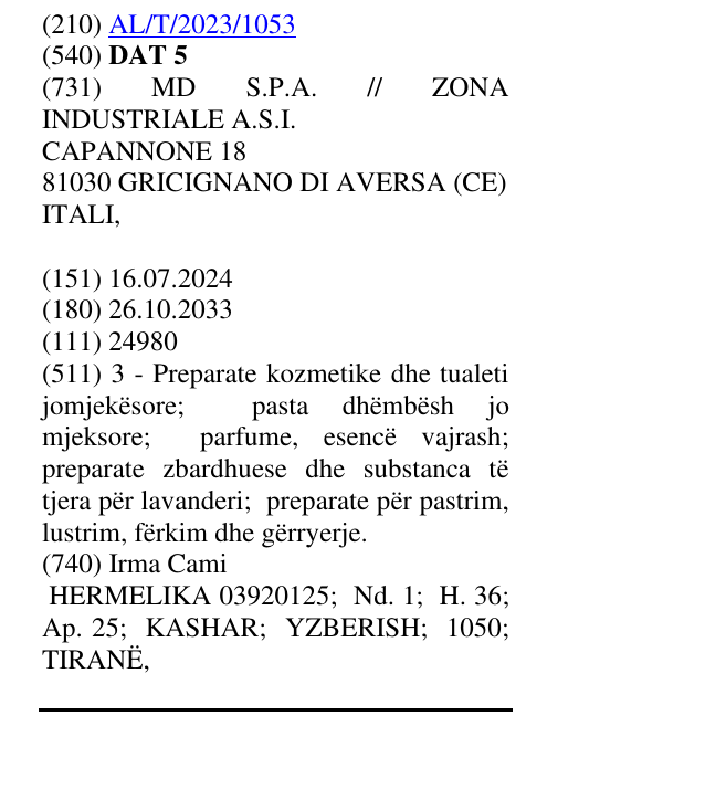 Zëri i markës DAT 5 në buletin