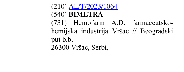 Zëri i markës BIMETRA në buletin