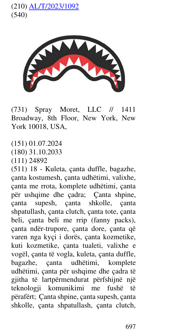 Zëri i markës AL/T/2023/1092 në buletin