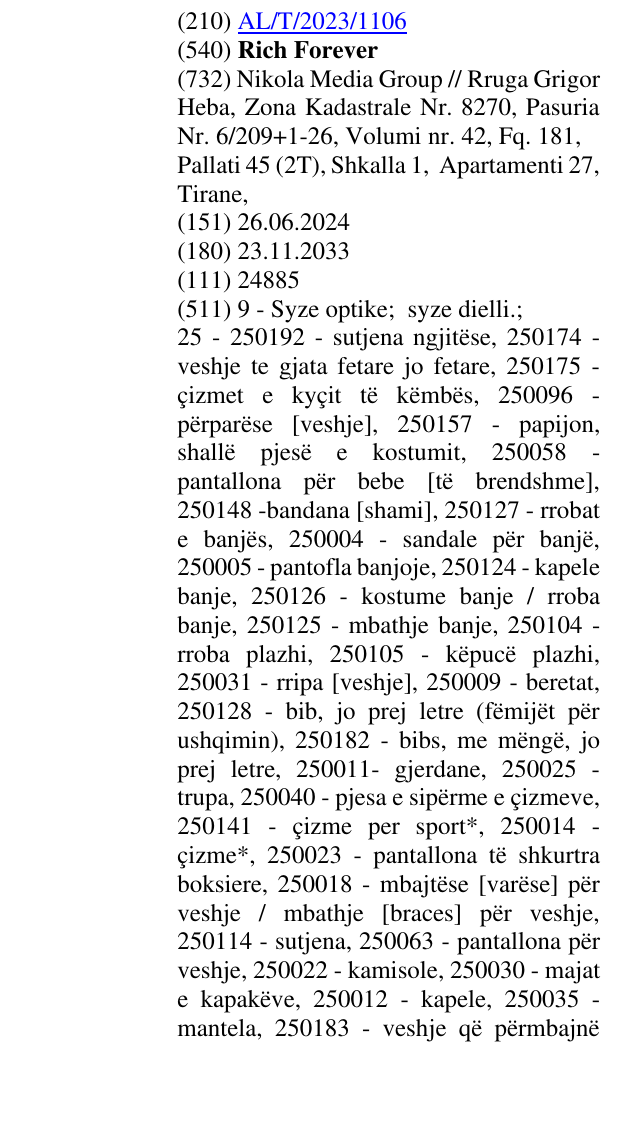 Zëri i markës Rich Forever në buletin