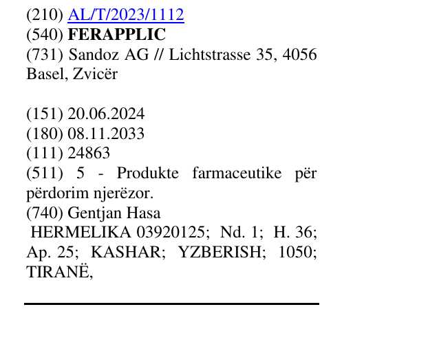 Zëri i markës FERAPPLIC në buletin